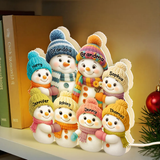 Snowman Grandparents & Grandkids Personalized 3D Effect Light Box