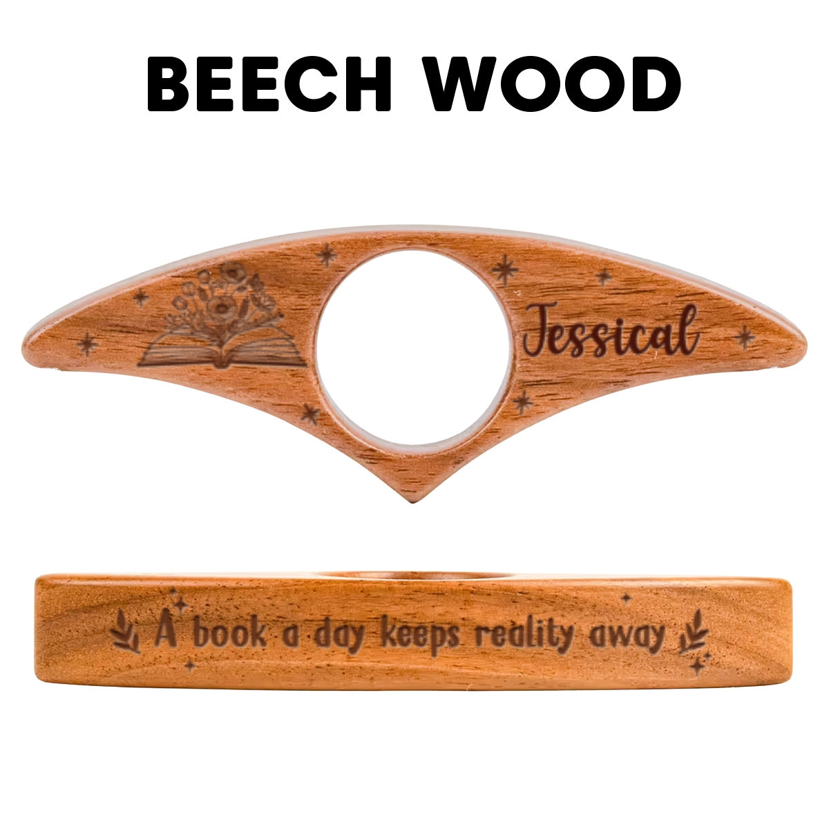 Personalized Wooden Book Page Holder – Just One More Page