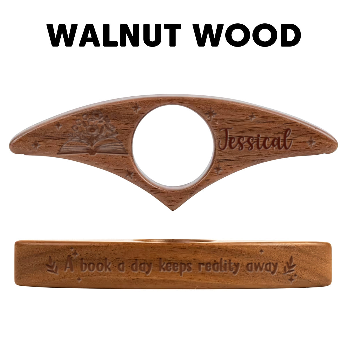 Personalized Wooden Book Page Holder – Just One More Page