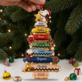 Seaglass Christmas Tree Family Names Personalized Acrylic Ornament