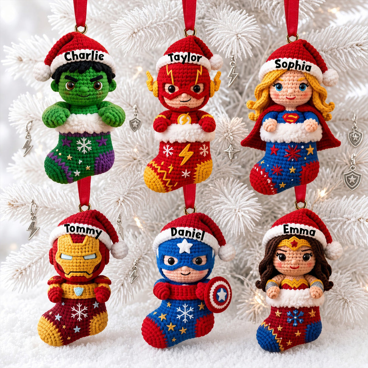 Knitted Characters Christmas Stocking Personalized Ornament