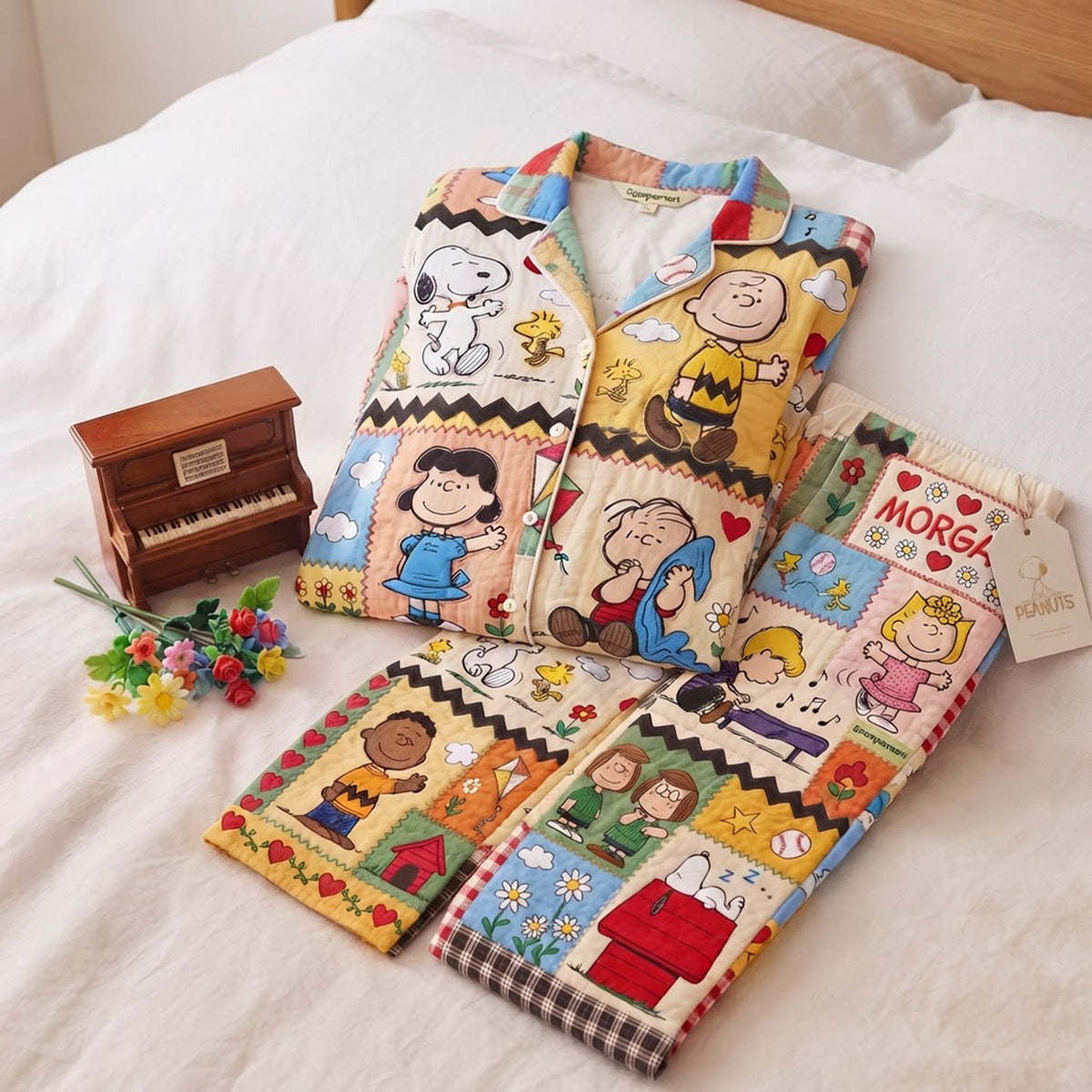 Lovely Comic Characters Personalized Button-Up Pajamas