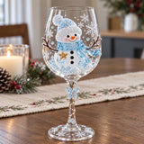 Christmas 3D Wine Glass – Raised Holiday Designs or Gift Box Set of 6