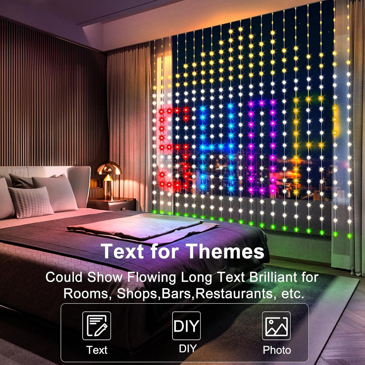 Smart Pixel Christmas Curtain Lights – 400 RGB LEDs, App Control