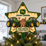Green Farmhouse Chrismas - Personalized LED Light Tree Topper - Chrismas Gift For Farmers