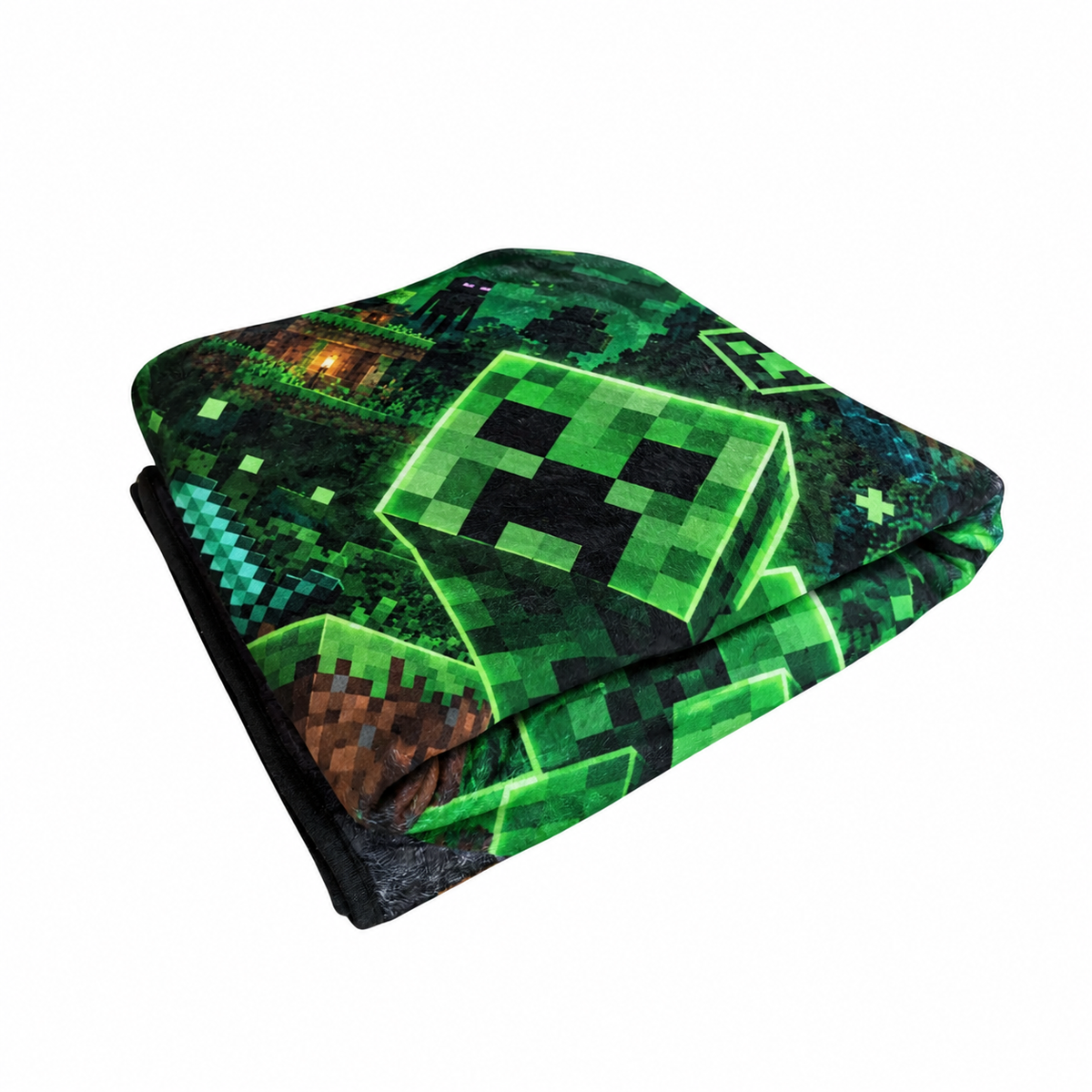 Creeper Pixel Adventure Fleece Blanket
