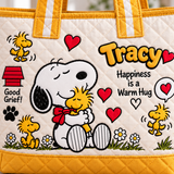 Happiness Is A Warm Hug Personalized Quilted Tote Bag - Gift For Movie Fans