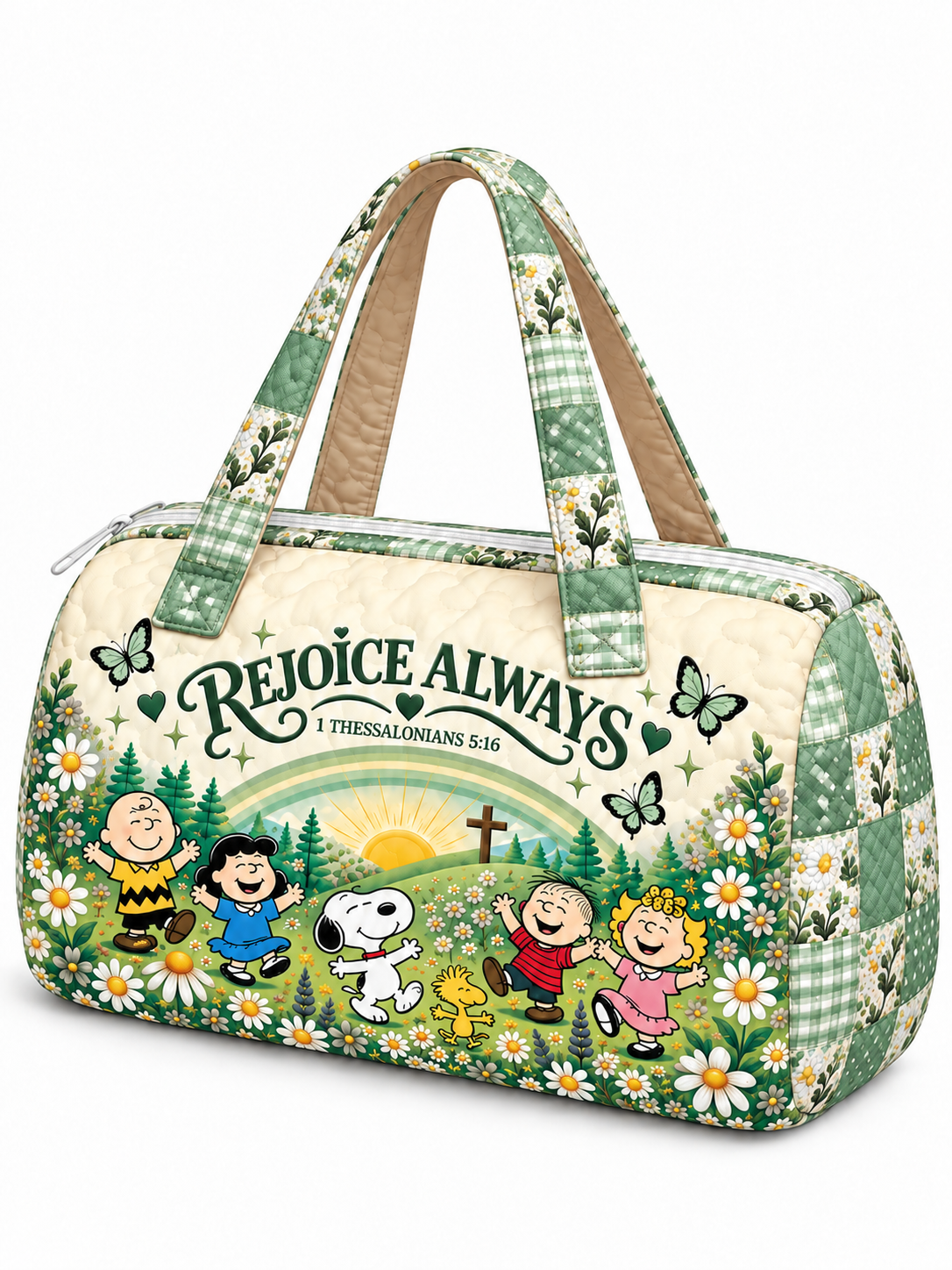 Rejoice Always Personalized Quilted Duffle Bag