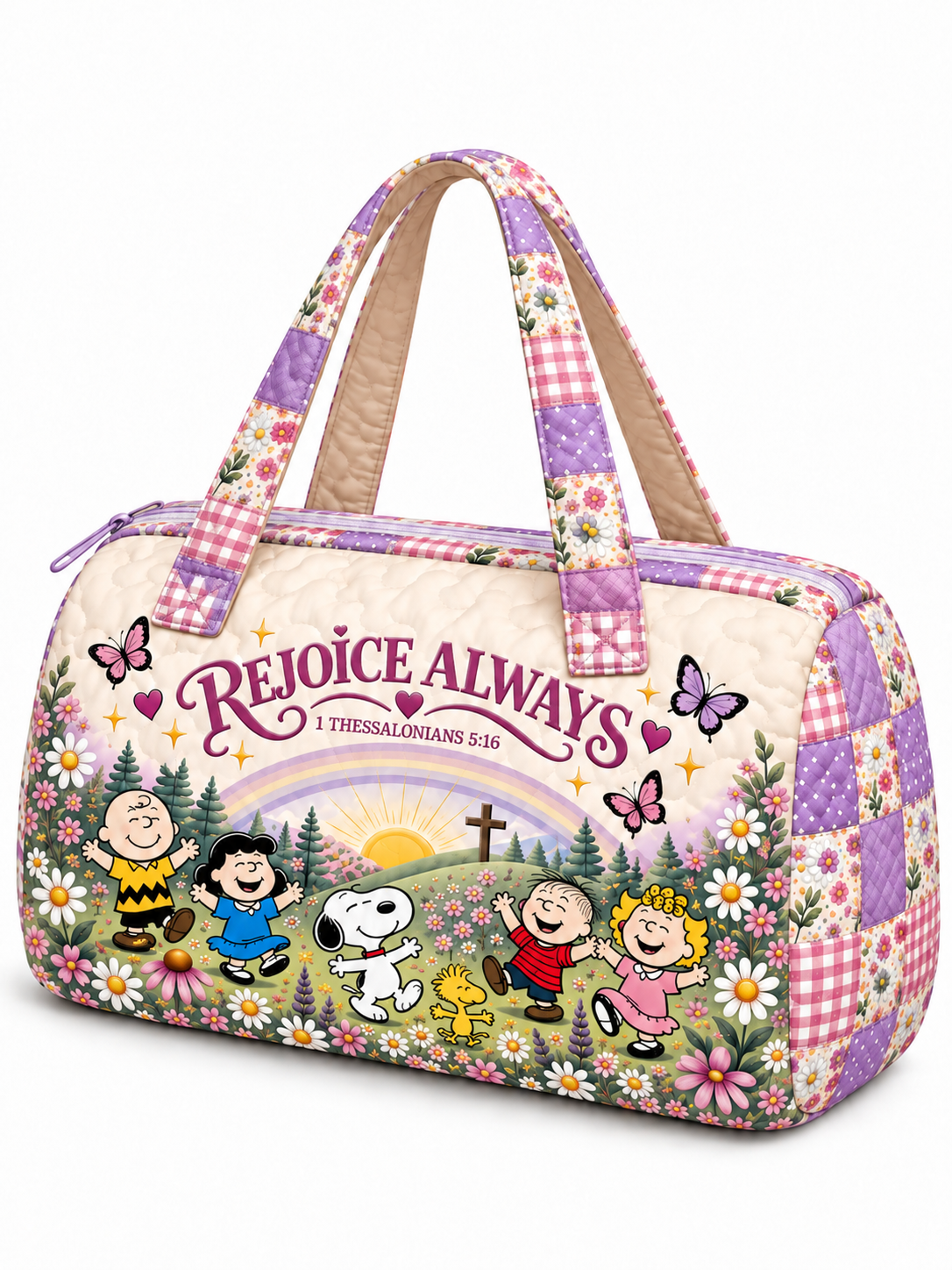 Rejoice Always Personalized Quilted Duffle Bag