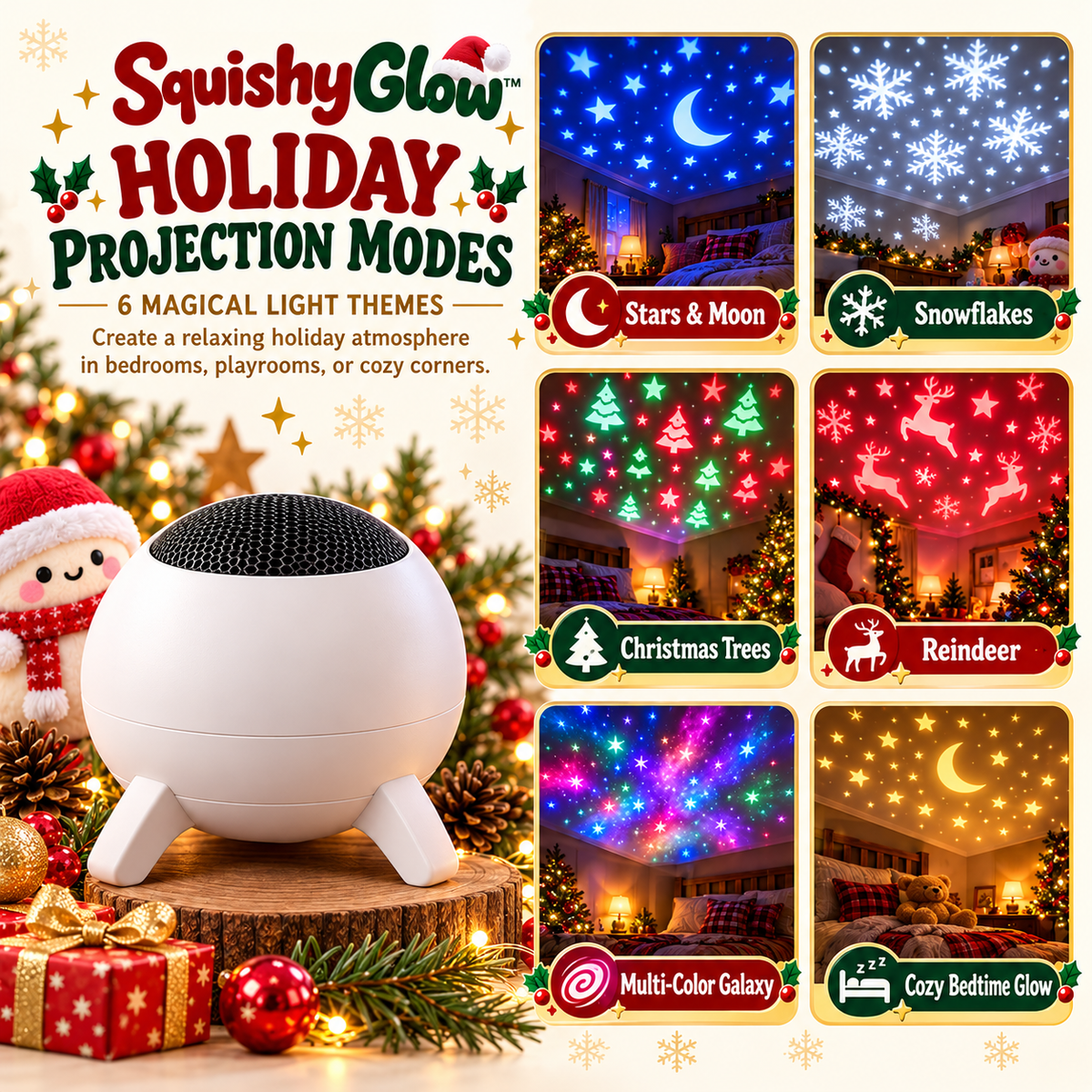 Christmas Galaxy Night Light Projector – Cozy Holiday Glow