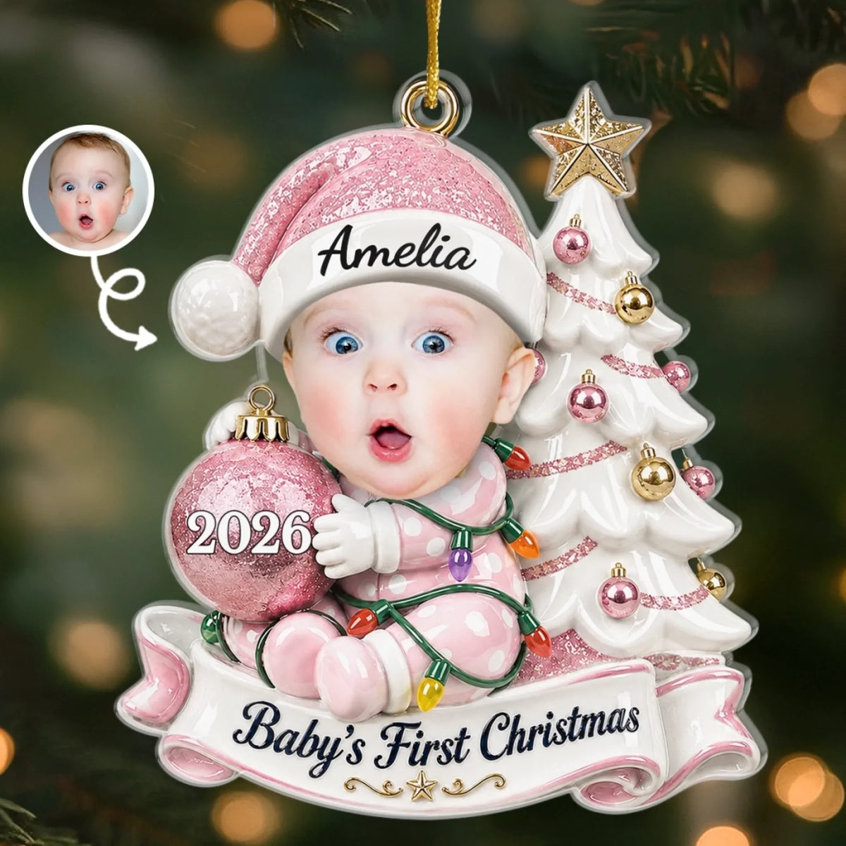 Personalized Baby's First Christmas Photo Ornament – Little Hands, Big Love