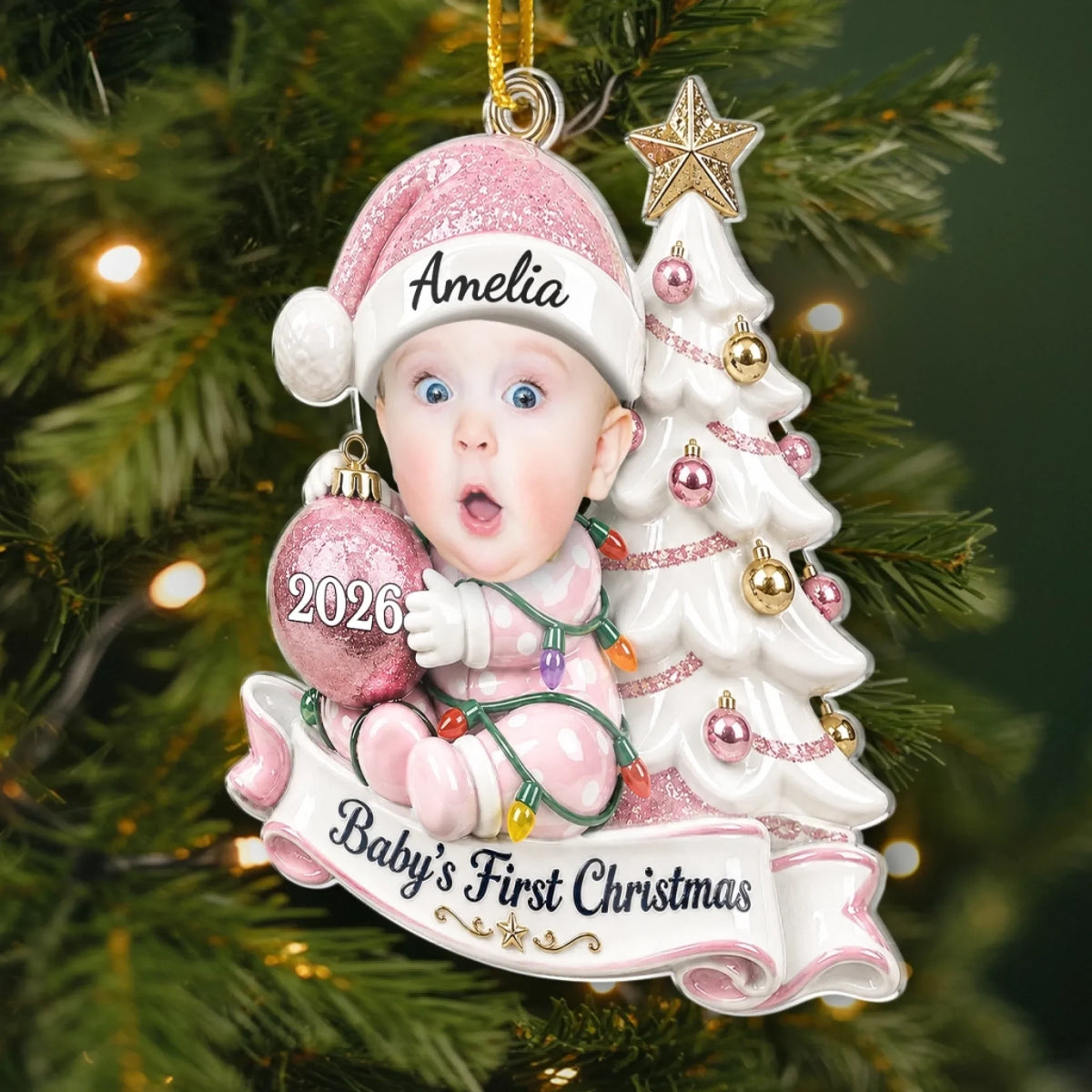Personalized Baby's First Christmas Photo Ornament – Little Hands, Big Love