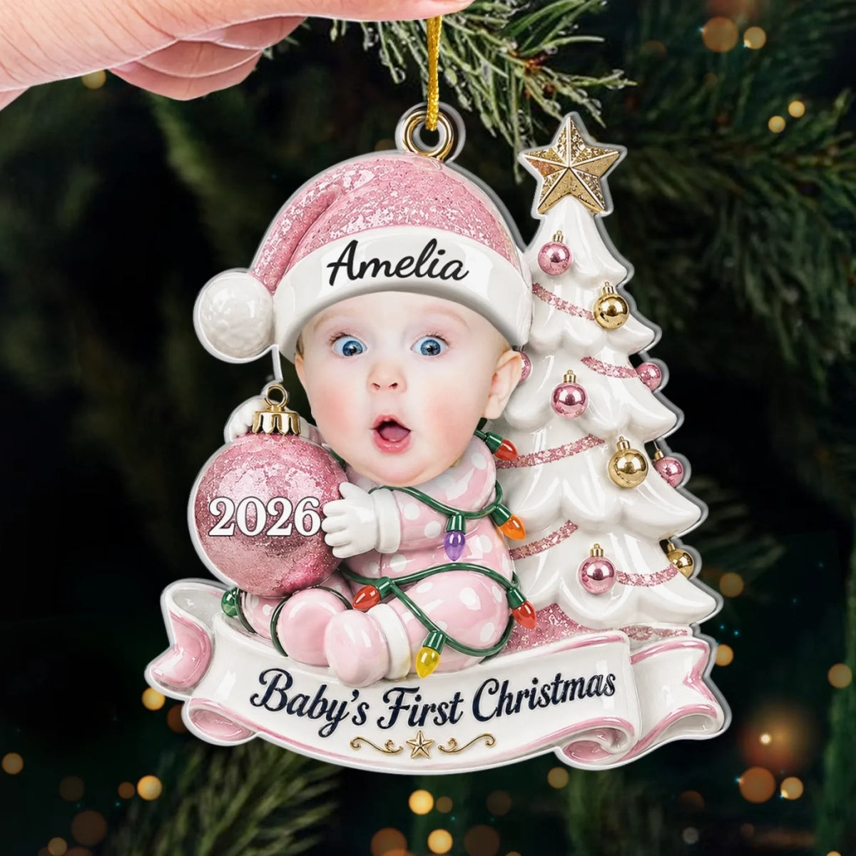 Personalized Baby's First Christmas Photo Ornament – Little Hands, Big Love