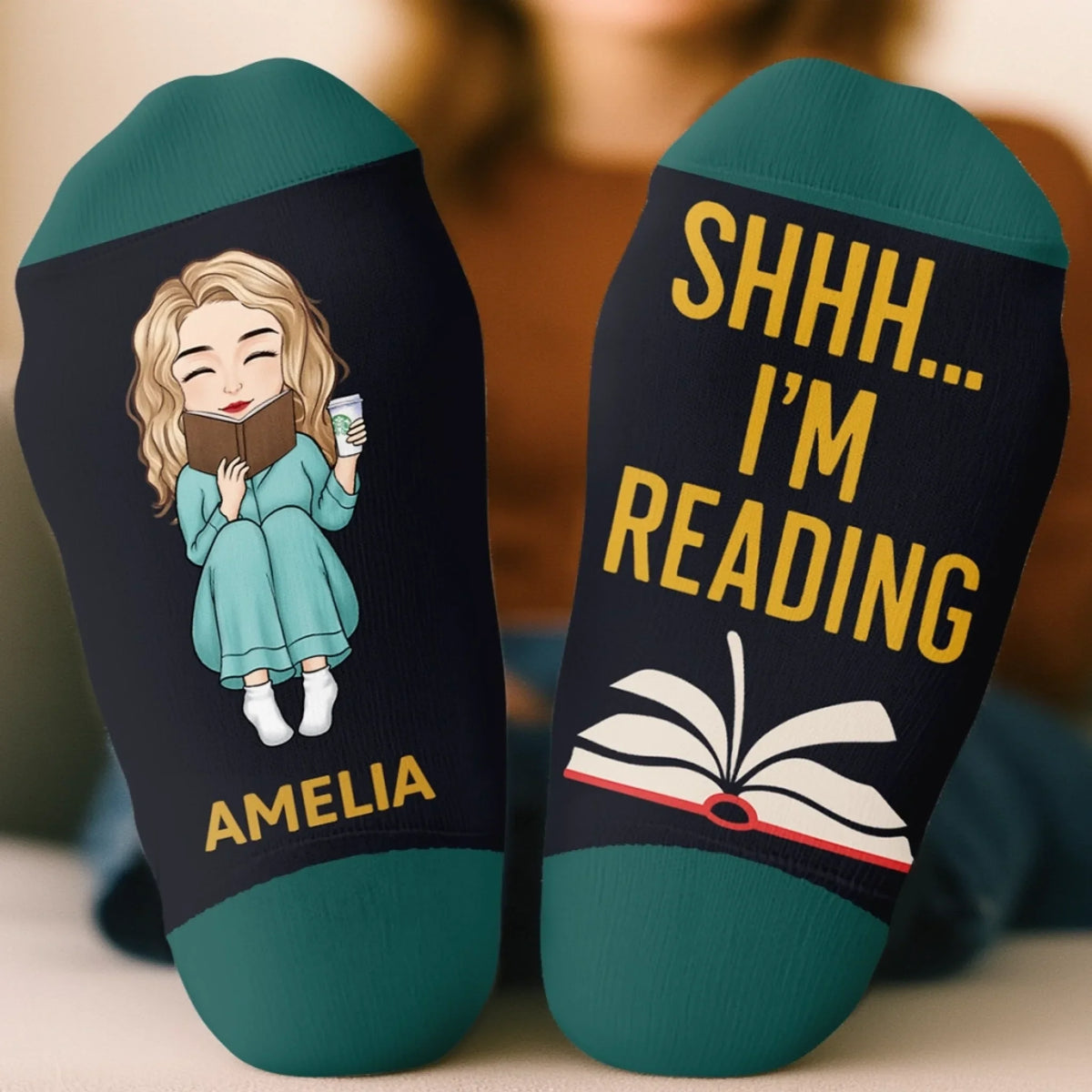 Personalized book lover crew socks – Sorry I'm Booked