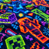 Neon Creeper, TNT and Fire Warriors Pixel Realm Throw Blanket
