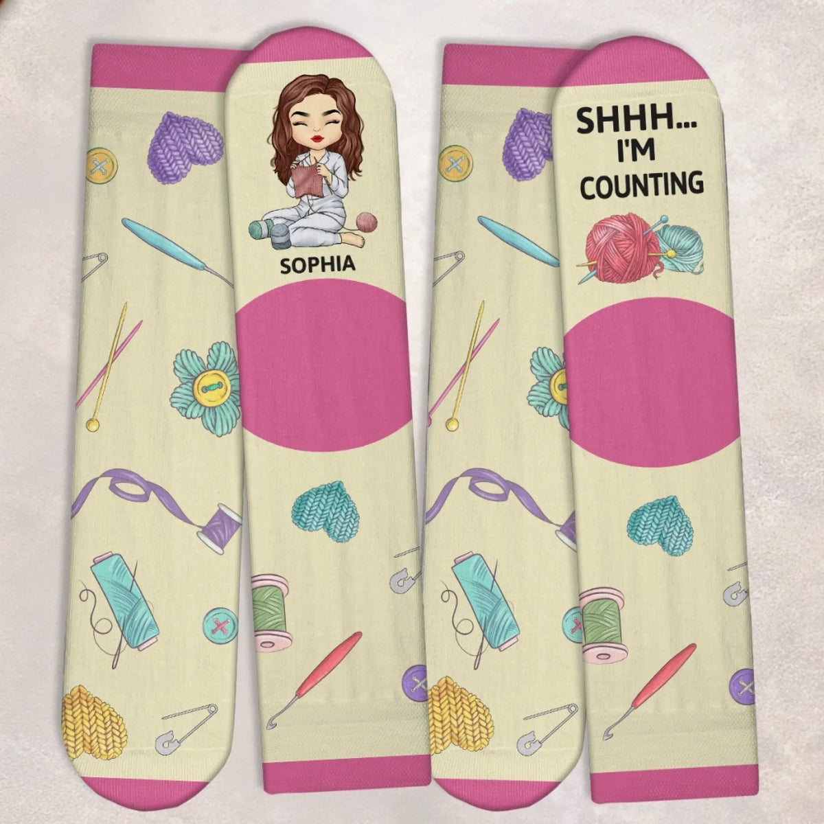 Personalized Crochet & Knitting Crew Socks – Shhh... I'm Counting
