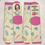Personalized Crochet & Knitting Crew Socks – Shhh... I'm Counting