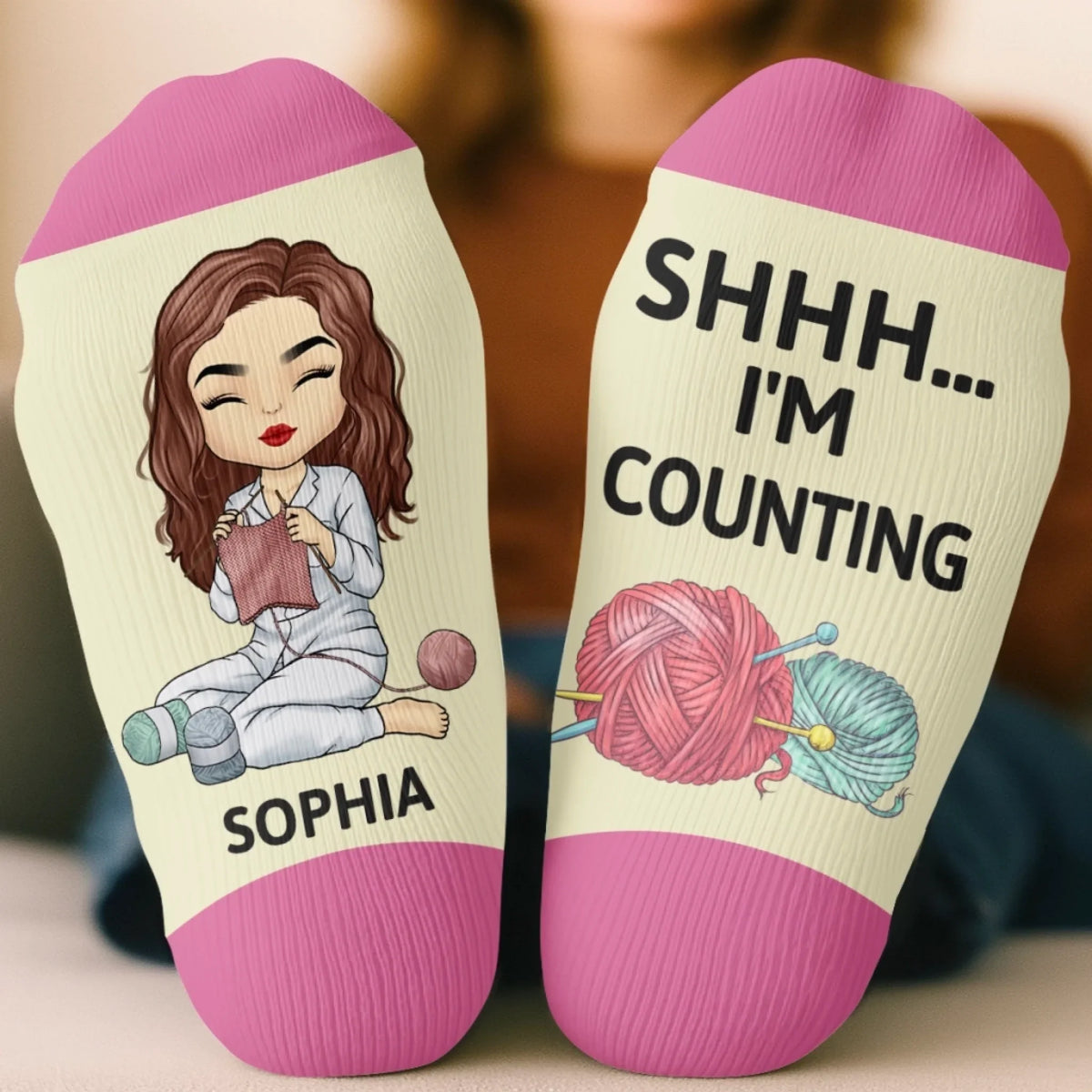Personalized Crochet & Knitting Crew Socks – Shhh... I'm Counting