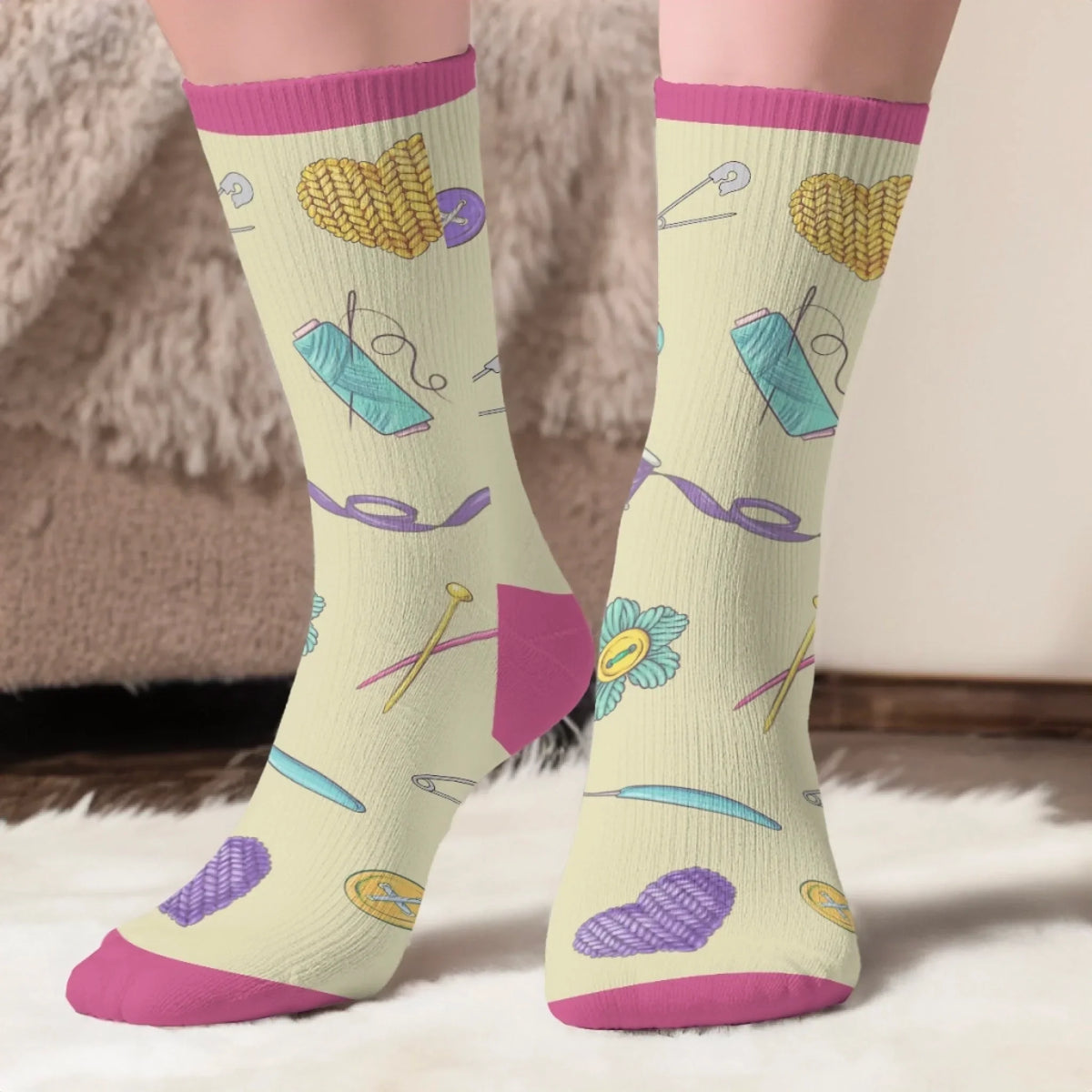 Personalized Crochet & Knitting Crew Socks – Shhh... I'm Counting