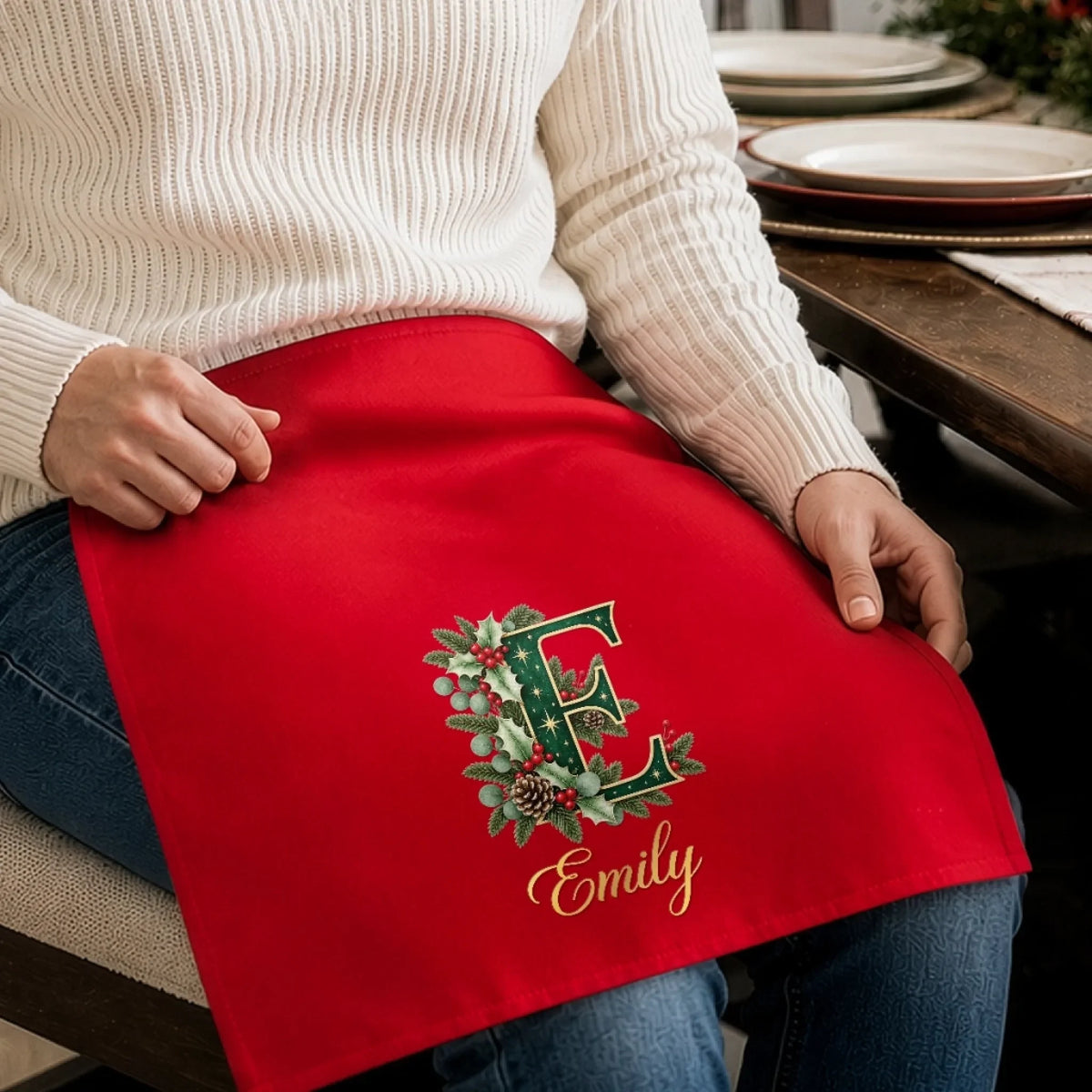Personalized Christmas Cotton Napkins – Gather & Be Merry Monogram