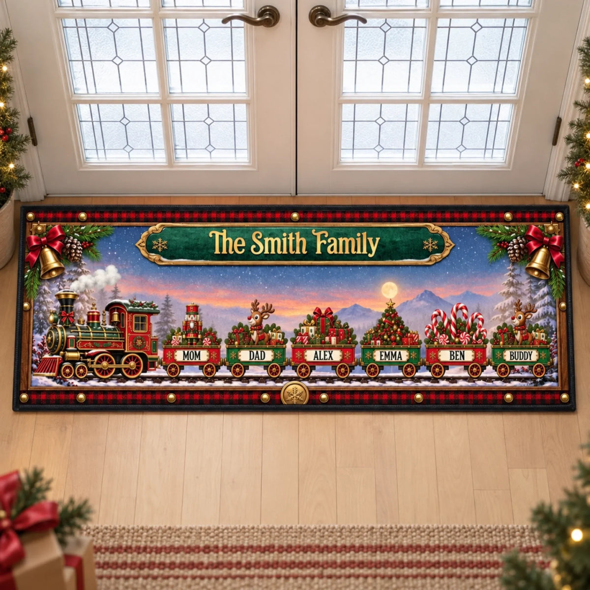 Personalized Christmas Train Runner Rug – Grandma's Christmas Crew