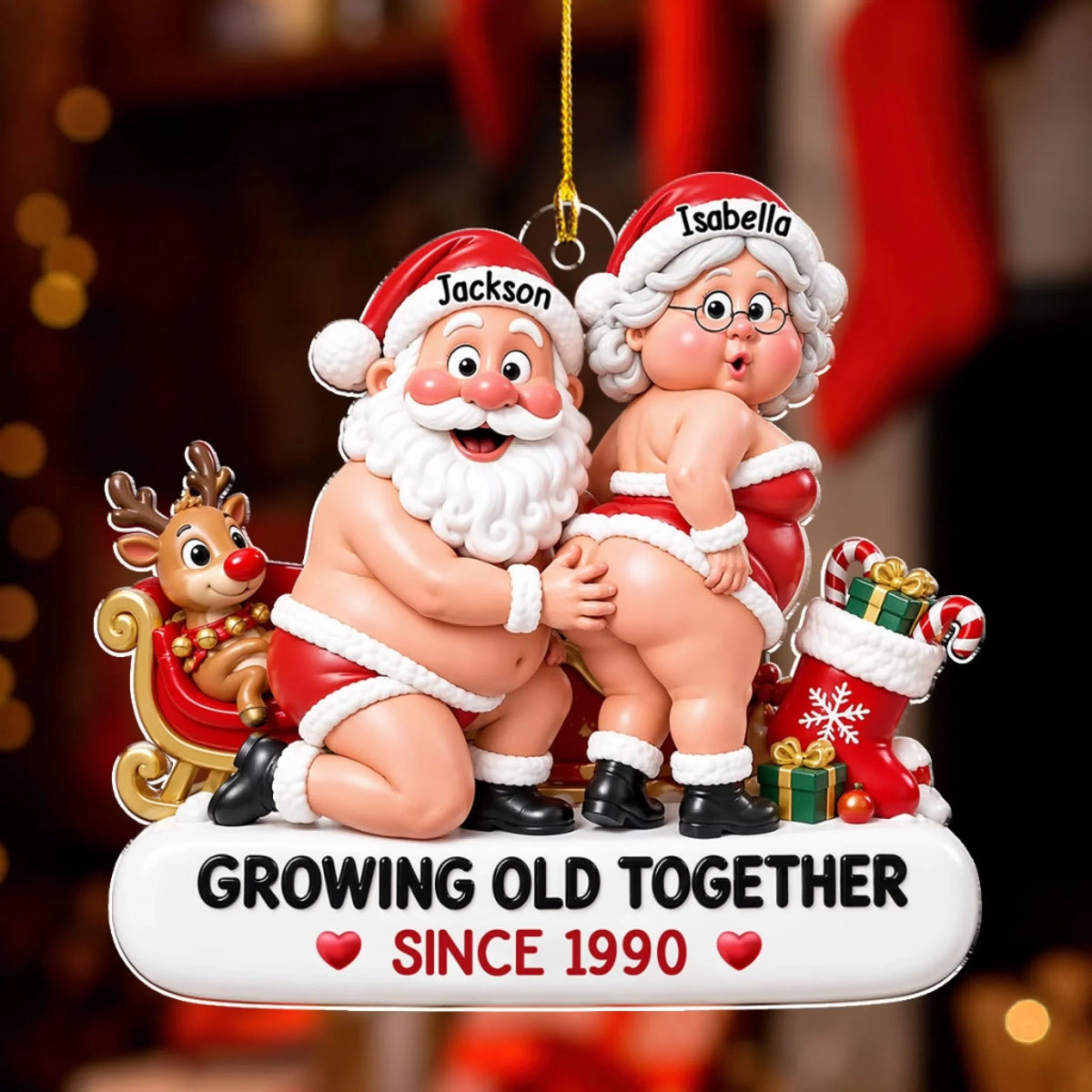 Growing Old Together Personalized Funny Couple Acrylic Ornament