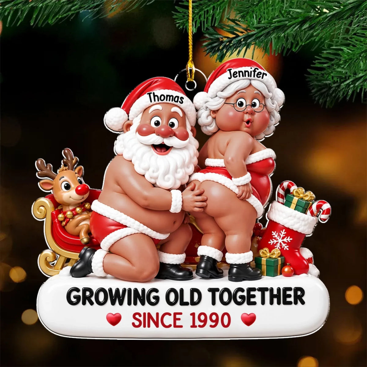 Growing Old Together Personalized Funny Couple Acrylic Ornament
