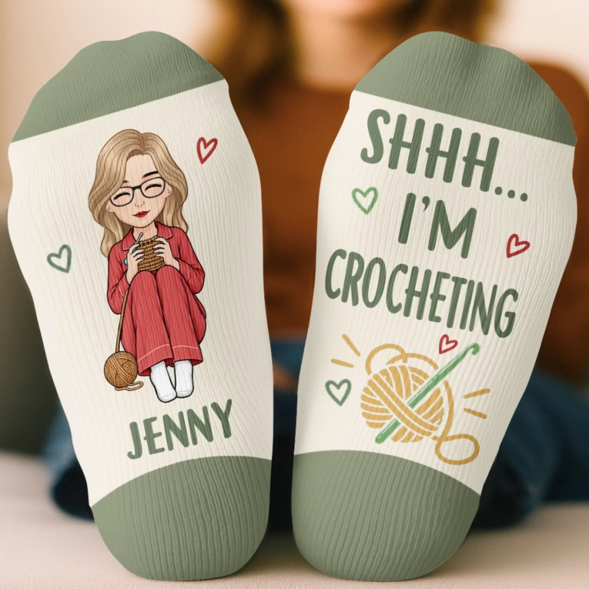 Personalized Crochet Crew Socks – Sorry, I'm Hooked