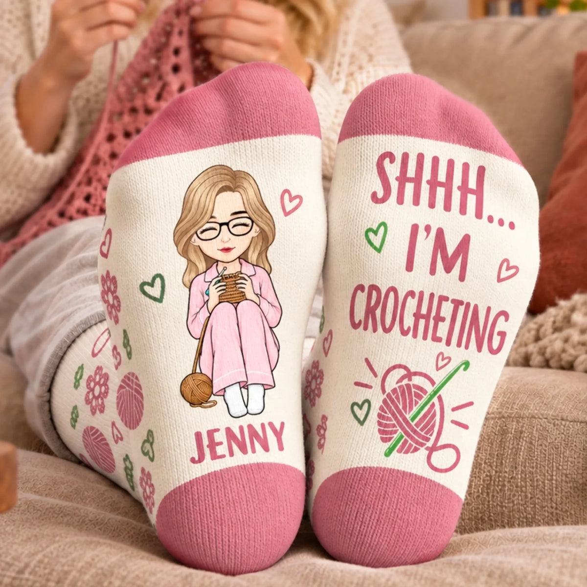 Personalized Crochet Crew Socks – Sorry, I'm Hooked