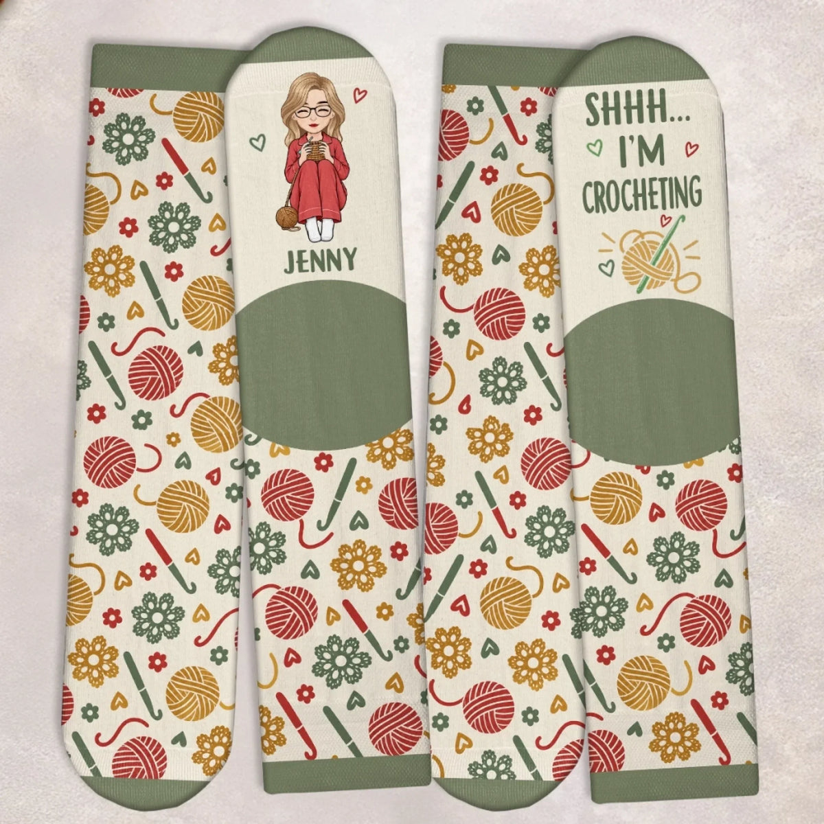 Personalized Crochet Crew Socks – Sorry, I'm Hooked