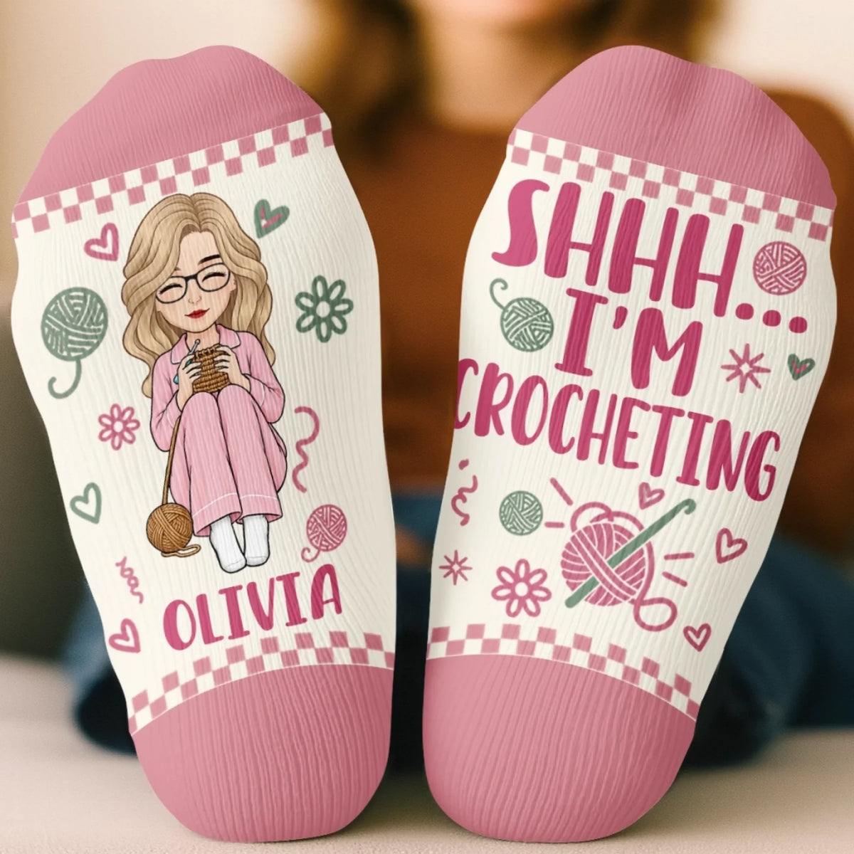 Personalized Crochet Lover Crew Socks – Shhh I'm Crocheting