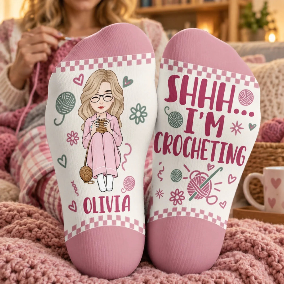 Personalized Crochet Lover Crew Socks – Shhh I'm Crocheting