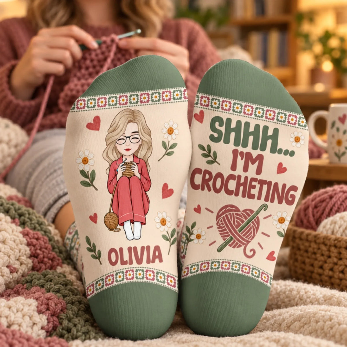 Personalized Crochet Crew Socks – Just a Girl Who Loves Crocheting