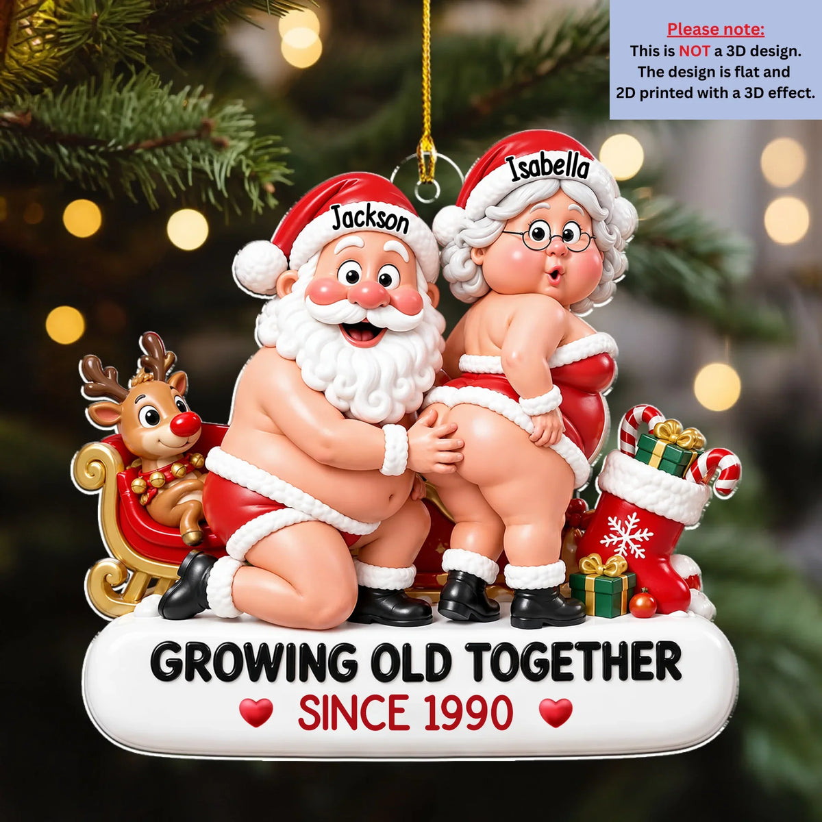 Growing Old Together Personalized Funny Couple Acrylic Ornament