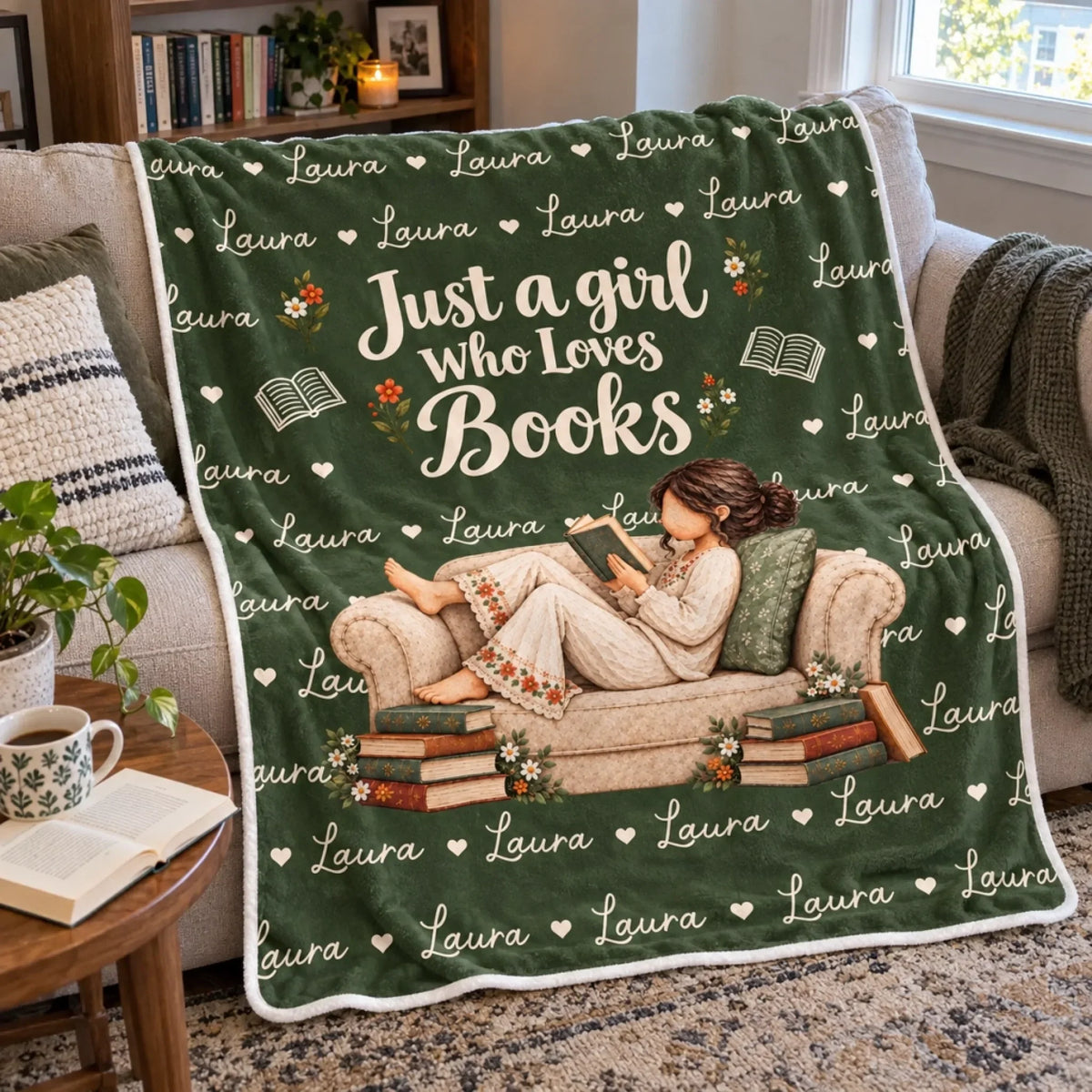 Personalized Book Lover Name Blanket – Stories I Carried