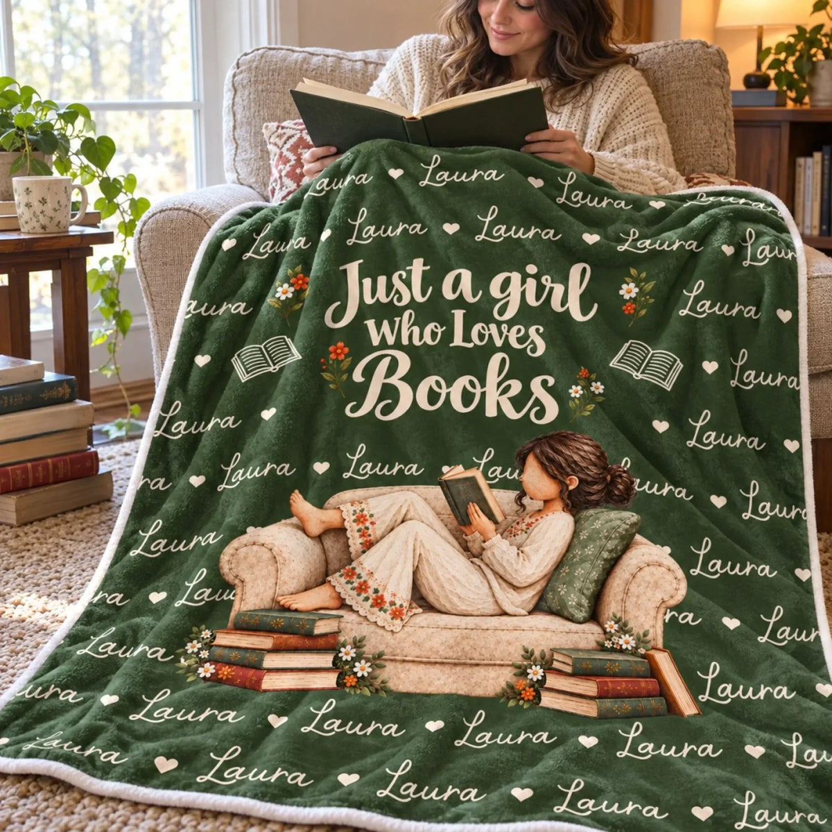 Personalized Book Lover Name Blanket – Stories I Carried