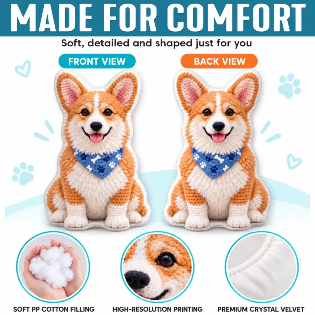 Personalized Pet Photo Shaped Pillow – Sweetest Furry Cuddle Buddy