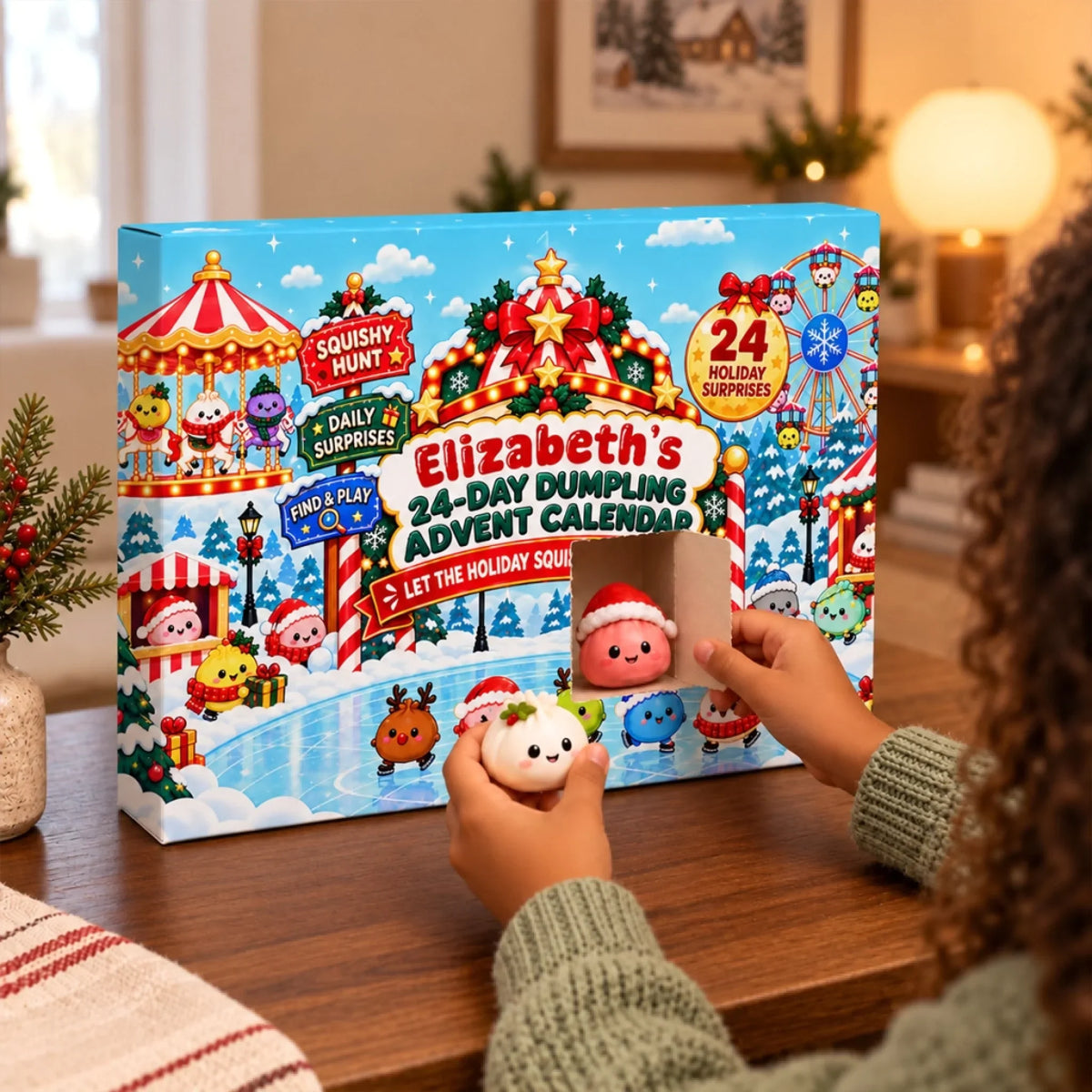 Personalized Squishy Hunt Christmas Advent Calendar – Name on the Box