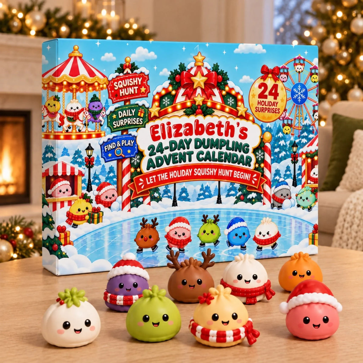 Personalized Squishy Hunt Christmas Advent Calendar – Name on the Box