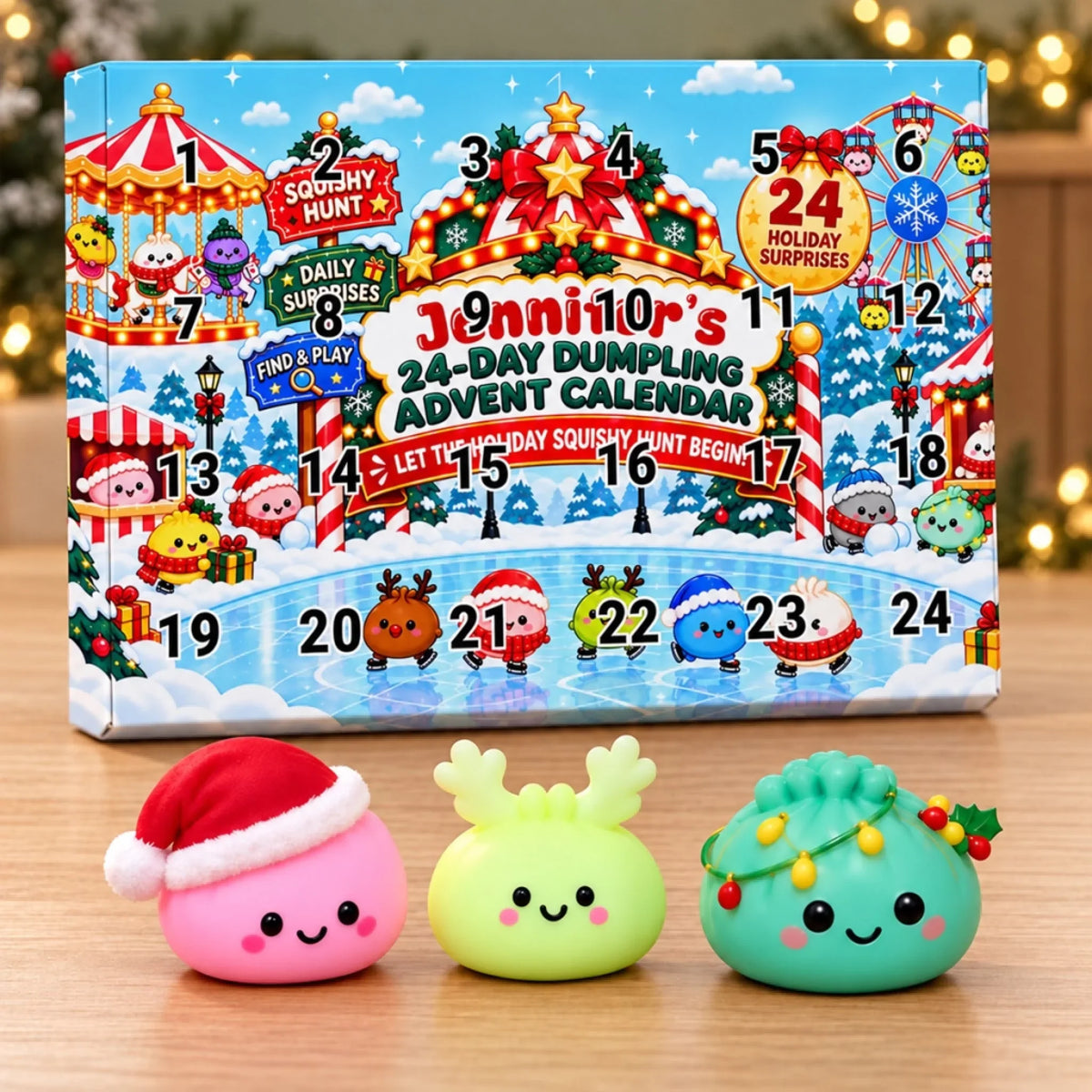 Personalized Squishy Hunt Christmas Advent Calendar – Name on the Box