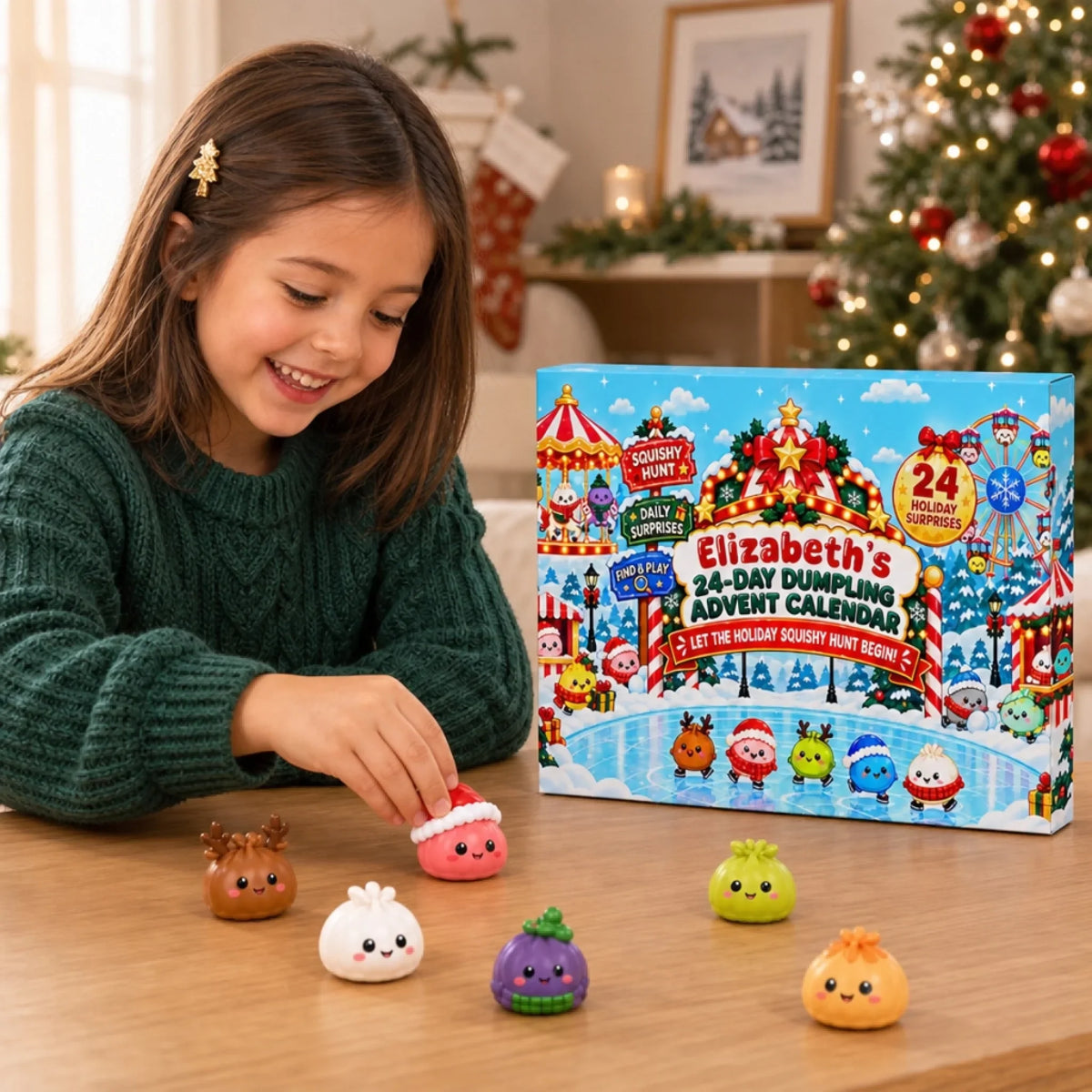 Personalized Squishy Hunt Christmas Advent Calendar – Name on the Box