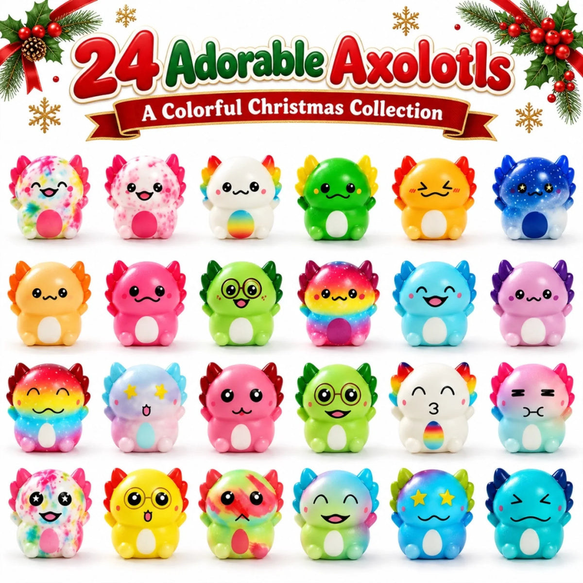 Axolotl Squishy Christmas Advent Calendar – 24 Mini Squishies