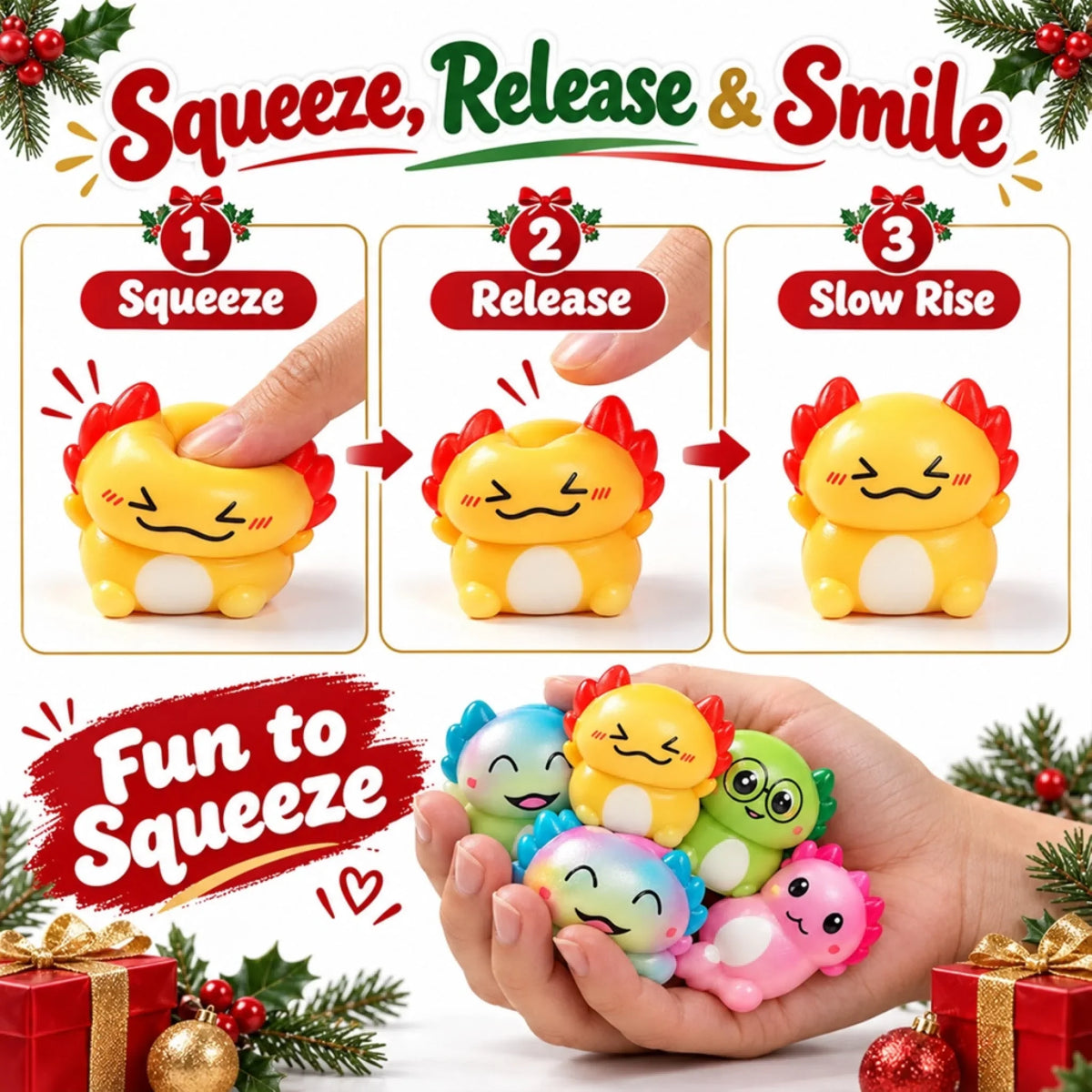 Axolotl Squishy Christmas Advent Calendar – 24 Mini Squishies