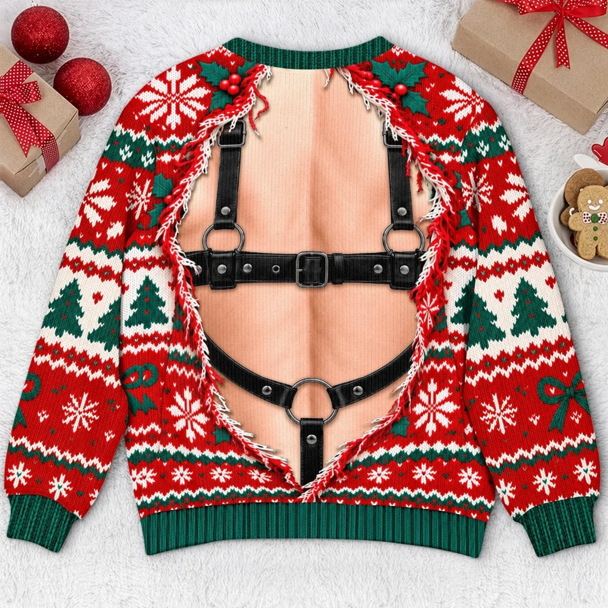 Cheeky Open Back Personalized Ugly Christmas Sweatshirt