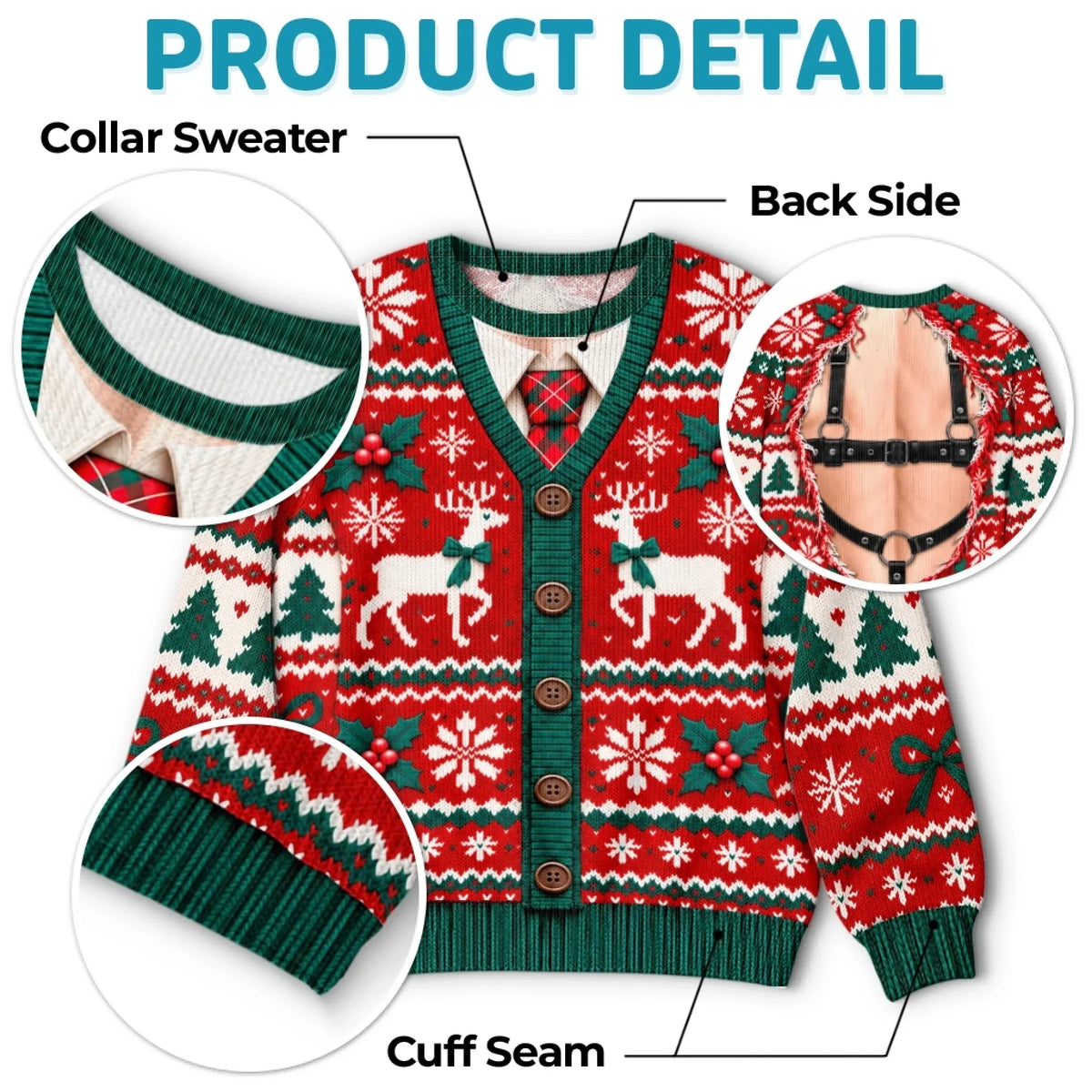 Cheeky Open Back Personalized Ugly Christmas Sweatshirt