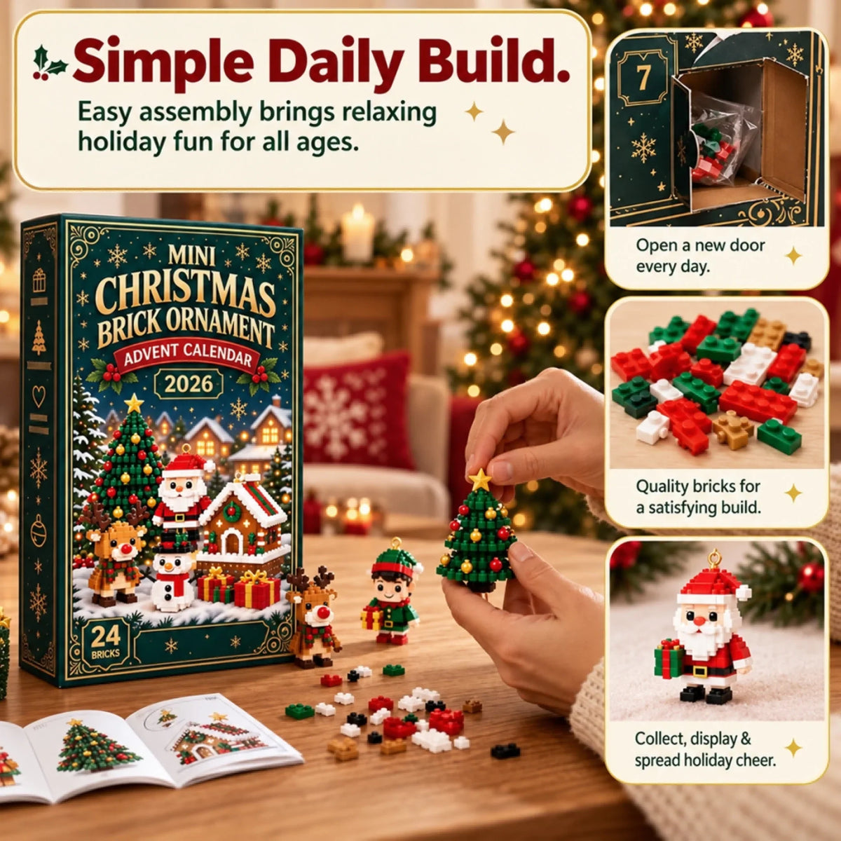 Christmas Brick Ornament Advent Calendar – 24 Mini Builds