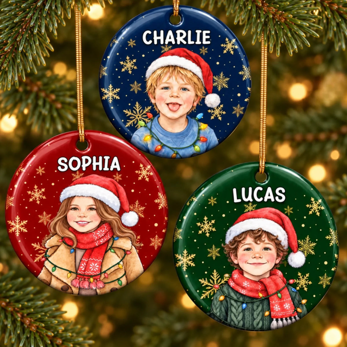 Personalized Kids Photo Christmas Ceramic Ornament – Magic in Every Smile