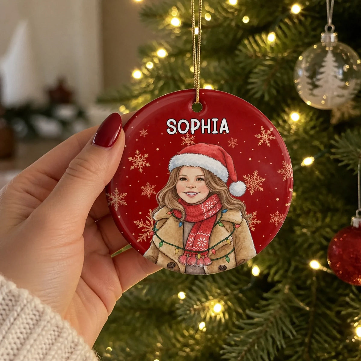 Personalized Kids Photo Christmas Ceramic Ornament – Magic in Every Smile