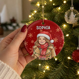 Personalized Kids Photo Christmas Ceramic Ornament – Magic in Every Smile