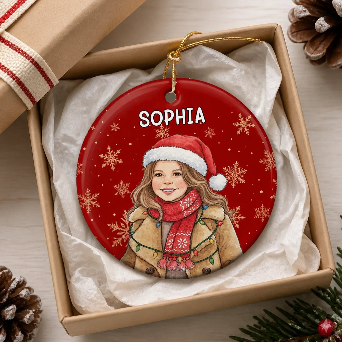 Personalized Kids Photo Christmas Ceramic Ornament – Magic in Every Smile